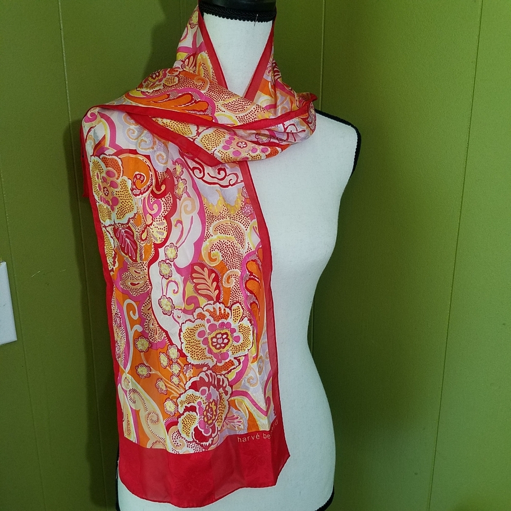 Harve' benard Muti colored foral scarf apprx 53x10